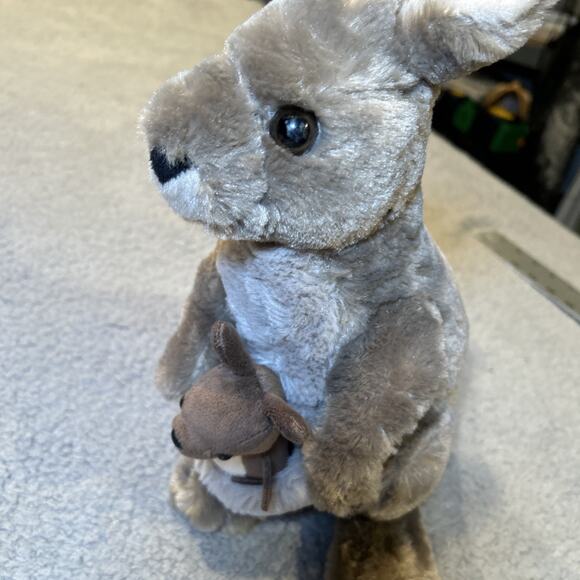 Wild Republic Kangaroo w/Joey Plush Gray Mom and Baby Stuffed Animal 13" - Picture 3 of 12